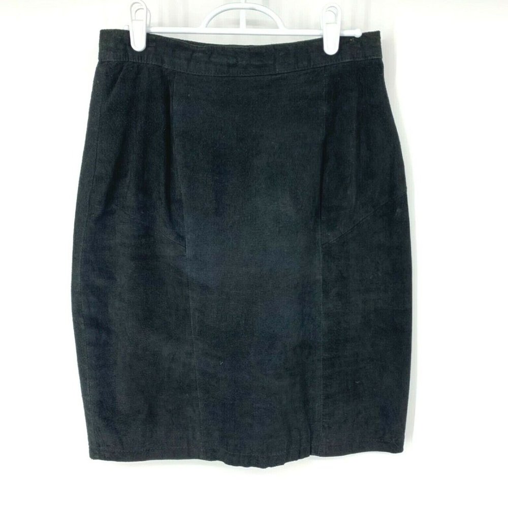 Vintage Tango Womens Black Suede Midi Pencil Skirt